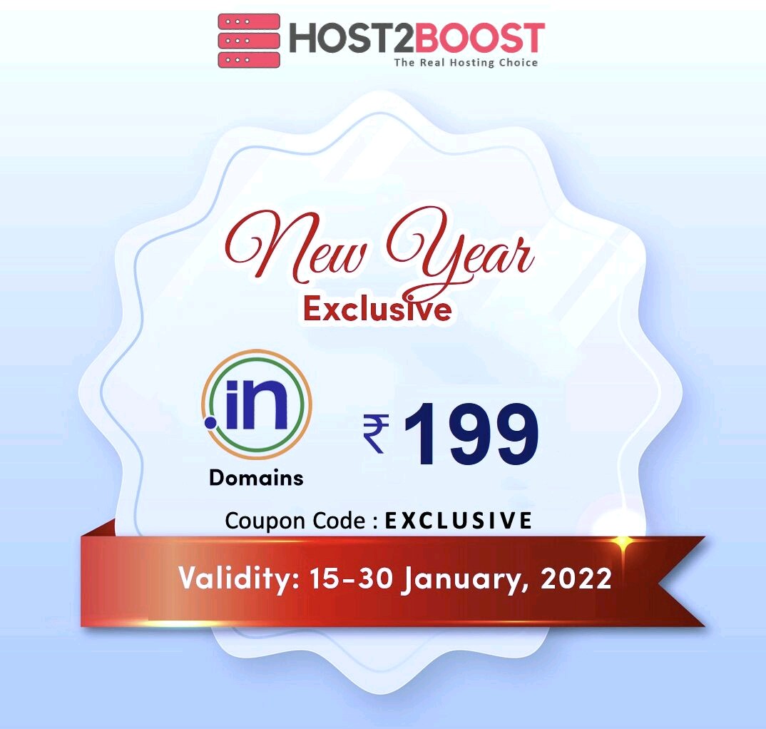 host2boost's tweet image. 🔥You may get your .IN Domain @ ₹199/- Only (60% OFF).🔥 Limited Period Offer.

Visit🌍 host2boost.com and use coupon: EXCLUSIVE 🥳

#domain #webhosting #cloudhosting #india #hostingservice #offers #hostingservices #domainoffer #website #webdesign #tech #BeOnline
