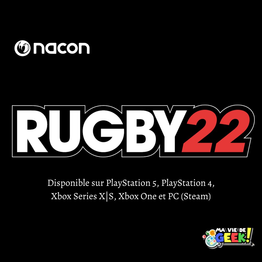 maviedegeek's tweet photo. Rugby 22, le nouvel opus de la franchise référence de l’ovalie !
Il sort aujourd’hui sur PlayStation 5, PlayStation 4, Xbox Series X|S, Xbox One et PC (Steam)
🔴 @NaconFR @Nacon
🔵 #EkoSoftware
#Rugby22 https://t.co/Wz2z1HNyuD