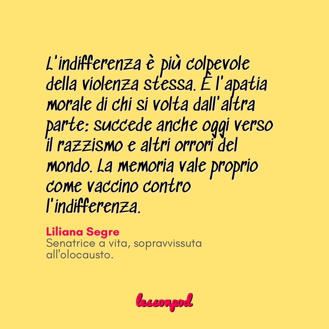 È uscito l’episodio che in 3 minuti ti racconta la storia di #LilianaSegre, ascoltalo su Lessonpod.it  #Giornatadellamemoria