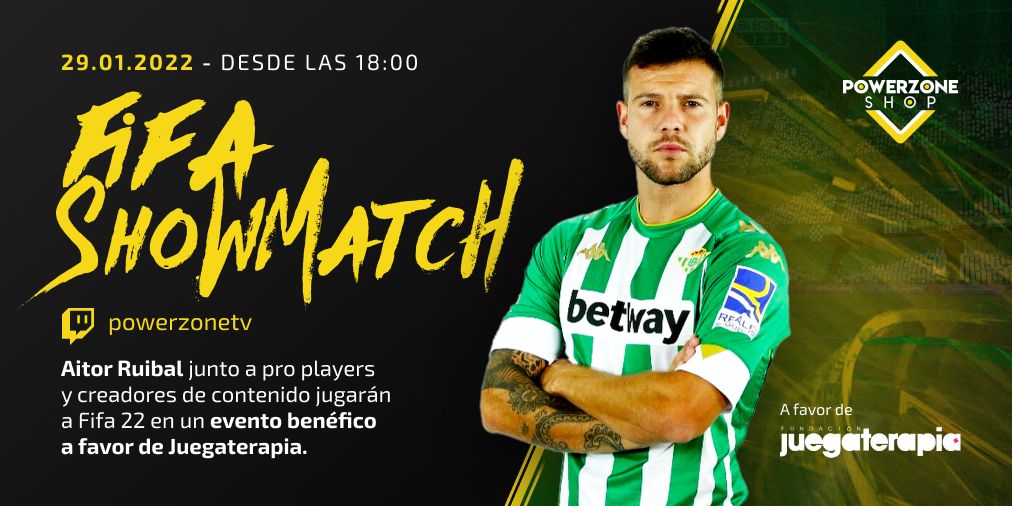 ⚽️¡FIFA SHOWMATCH!⚽️

Este SÁBADO @aRuibal9 tiene varios retos en directo en nuestro canal de twitch 🔥🔥twitch.tv/powerzonetv

Creéis que conseguirá ganar a los proplayers y creadores de contenido?

#Eventobenéfico con la fundación <a href="/juegaterapia/">Fundación Juegaterapia</a> 😊

Pd: habrá #sorteos