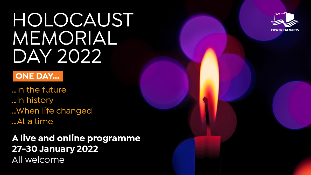 To mark #HolocaustMemorialDay  representatives from <a href="/THInterFaith/">Tower Hamlets Inter Faith Forum</a> and the community share powerful reflections on this years' theme of One Day, and wider reflections on the Holocaust towerhamlets.gov.uk/HMD plus online film screening of Holocaust Tourist 5 - 10pm
#HMD2022