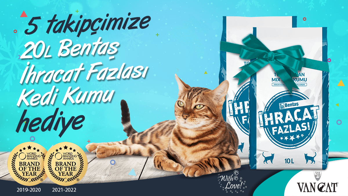 VanCatTurkiye's tweet photo. Bentaş İhracat Fazlası Kedi Kumu Çekilişi 🥳

Sayfamızı takip et, tweetimizi rtle ve bir arkadaşını tweetin altında etiketle ✔️

Bentaş İhracat Fazlası Kedi Kumu kazanacak 5 şanslı takipçimizden biri olma şansını yakala 👍🏻

Sonuçlar 2 Şubat Çarşamba günü açıklanacaktır! 🏁 https://t.co/EY7BEqdh67