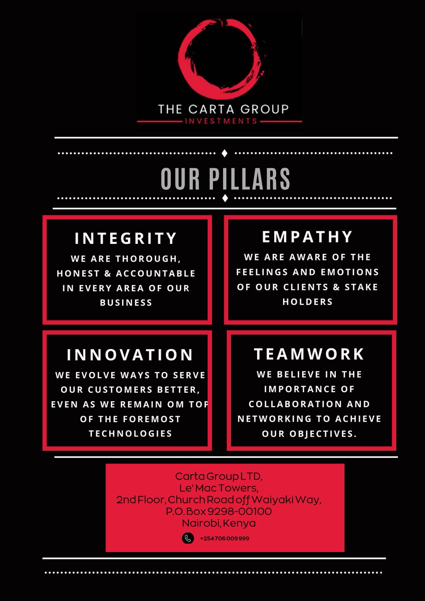 carta_group's tweet photo. We believe in the importance of collaboration and networking to achieve our objectives.

Call us on 0706009999
Email us via info@cartagroup.co.ke https://t.co/VLcmWvQQqr