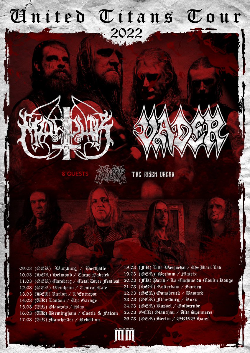 *** TOUR ANNOUCEMENT *** We are incredibly excited and proud to announce that we are joining @vaderband and Marduk on their United Titans Tour across Europe and the UK alongside Impalement #tour #unitedtitans #deathmetal #blackmetal #massivemusicagency #moofice