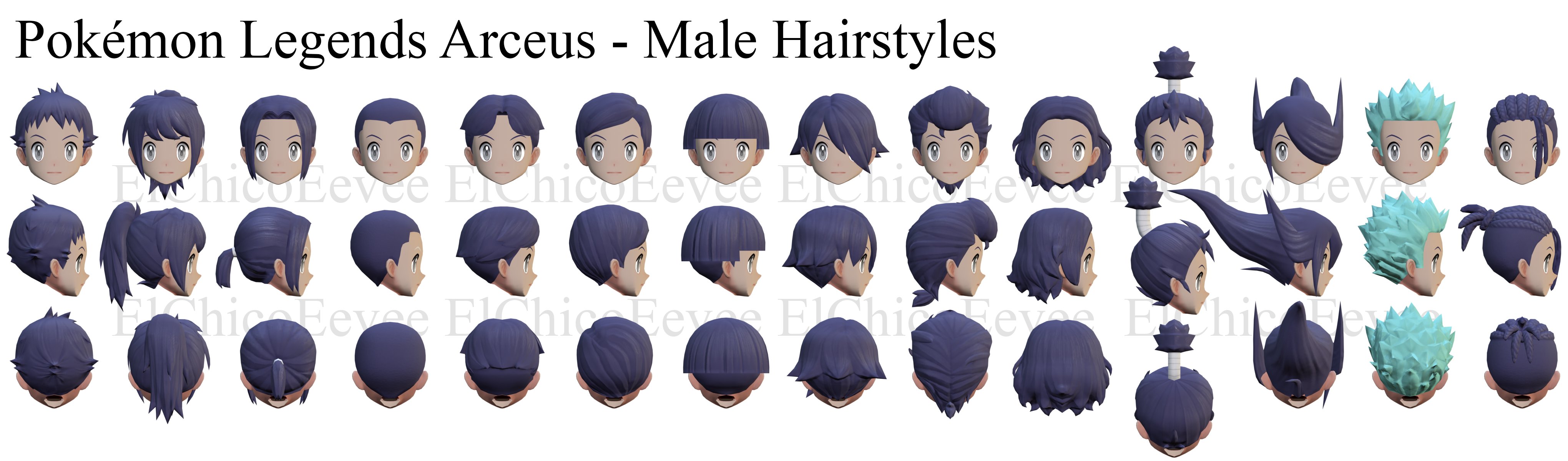 ポケモンレジェンズアルセウス攻略まとめ ポケモンレジェンズアルセウス 主人公の男の子 女の子の髪形一覧 ポケモン T Co Abagi1vj7h Twitter