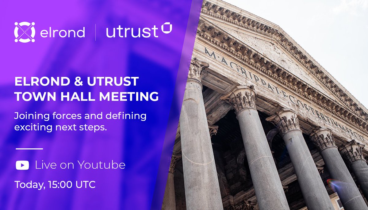 MultiversX's tweet photo. Web3 payments will enable every business to tap into the multi-trillion dollar crypto opportunity.
 
@ElrondNetwork &amp; @Utrust coming together is instrumental for what’s to come.
 
Join the conversation and discover the next steps.
 
⏰ Today at 15:00 UTC
 
https://t.co/R8l1y73rVk https://t.co/5Ro35OWVhd