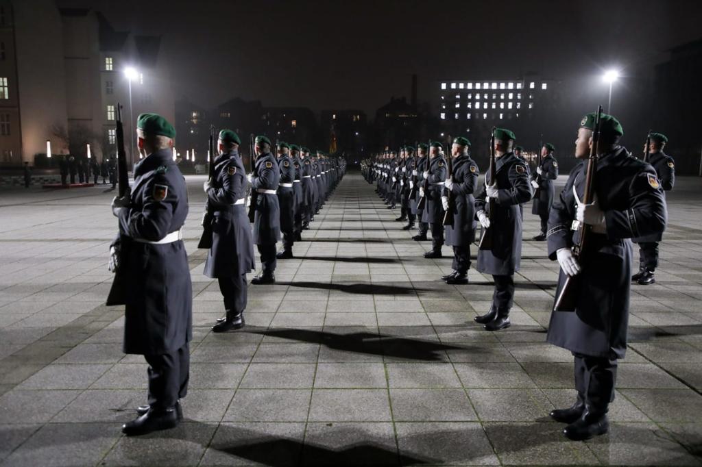 Guard of Honour lined up in the evening.