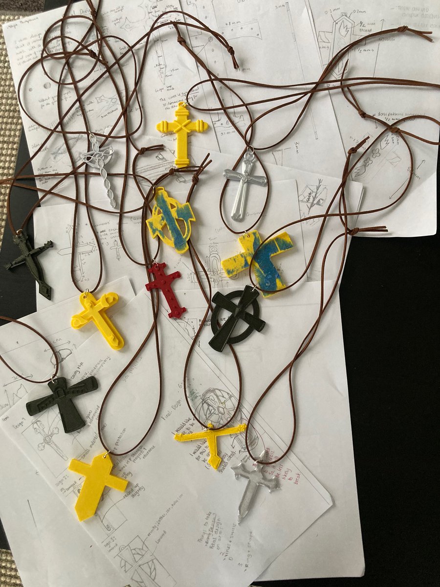 LynneCullens's tweet image. Delighted @LDEUTC students have been commissioned by @chelmsdio to design their gift of a pectoral cross, for presentation at my Welcome Service. 
Thank you @LDEUTC for sending the designs 3D printed for me to try out (just a few below)...it’s going to be tough choosing just one!