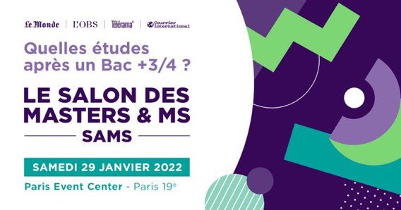 👩‍🎓 Saviez-vous que l'ICP propose 30 masters dans les domaines de la culture, communication, du droit, des lettres ou de l'enseignement ? 
👉 Venez les découvrir samedi au <a href="/Salon_SAMS/">Salon SAMS</a> 
📍 Rdv au stand 66 
▶️ Inscription : bit.ly/3fWIPwT