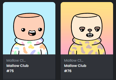 Pkarilo's tweet photo. One project that I'm surprised not more people are jumping on is the @mallow_clubNFT! Tight knit community and cute art. First 1.5k minted get in a raffle with a doodle, many @SVSNFT  and some @Deadfellaz

Here are my Mallows! Love em!

#mallowfollowmallow #NFTCommunity #nftart https://t.co/heLylsdoSg