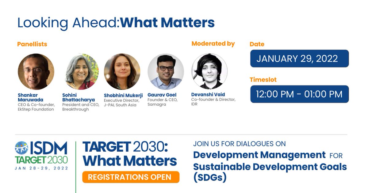 #ISDMTarget2030 | <a href="/ISDM_ORG_IN/">ISDM</a>'s annual event, Target 2030 is here. Tune in to listen to leaders from the social impact reflect on where the sector is today, and what lies ahead. 

Learn more about the event here: isdm.org.in/target-2030

Register now: bit.ly/Target2030CEOT…