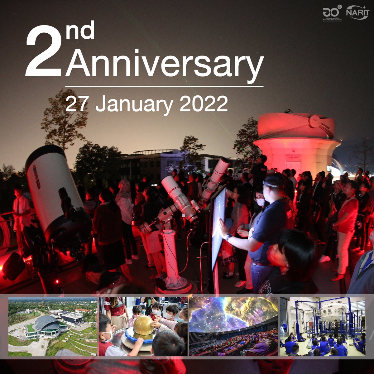 NARIT_Thailand's tweet photo. 27 มกราคม 2565
ครบรอบ 2 ปี AstroPark เชียงใหม่ ✨
#AstroPark #อุทยานดาราศาสตร์สิรินธร https://t.co/hZNVz0QDU0