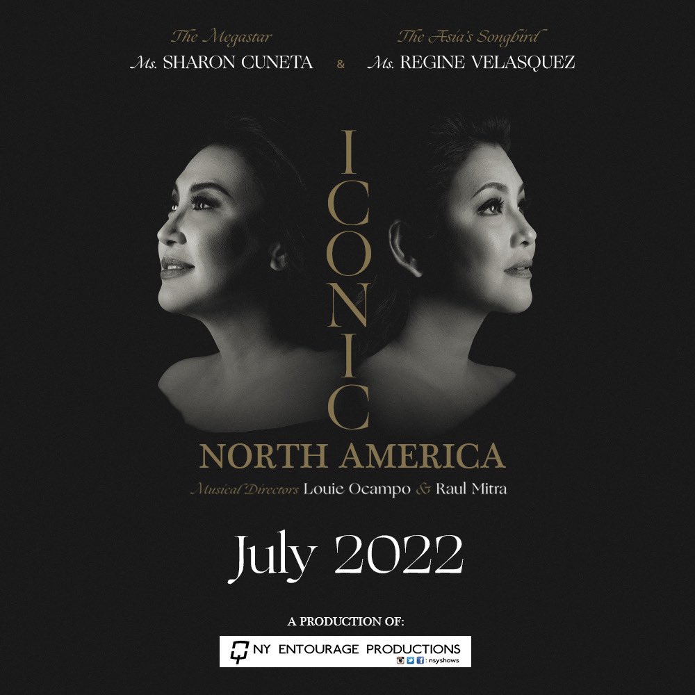 sharon_cuneta12's tweet photo. Get ready North America! 
We are so excited to let you know that “𝐈𝐂𝐎𝐍𝐈𝐂” is finally coming your way this July.

This highly anticipated first ever back to back concert will be at a venue near you soon.
Watch out for updates here!  🎶 🌟

#Iconic https://t.co/XQUcPgTn5L