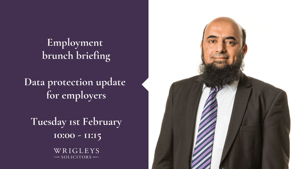 Wrigleys_Emp's tweet photo. We’re delighted to be hosting our first Employment Brunch Briefing of 2022.
We’ll be joined by our regular guest speaker @IbrahimH_Lawyer, director of @ActNowTraining who will be discussing #dataprotection #subjectaccessrequests & handling #databreaches.
https://t.co/Ee3WQoaCVh https://t.co/iF1cYrbfIx