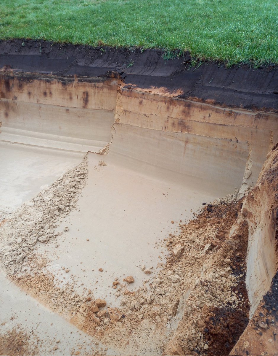 De buffer voor voedselproductie is niet zo groot als menig denkt. Op deze zandbak is er 60 jaar (mbv o.a. mest) aan gewerkt om een 30cm vruchtbare teeltlaag te krijgen.