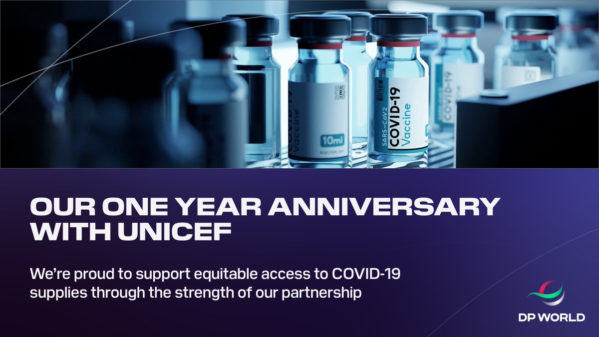 ssulayem's tweet image. Today marks the first anniversary of @DP_World’s partnership with @UNICEF. We kept goods moving – including critical medical supplies – but parts of our world are still waiting for their fair share of vaccines. Yes, science has done its job, but ours isn’t complete.