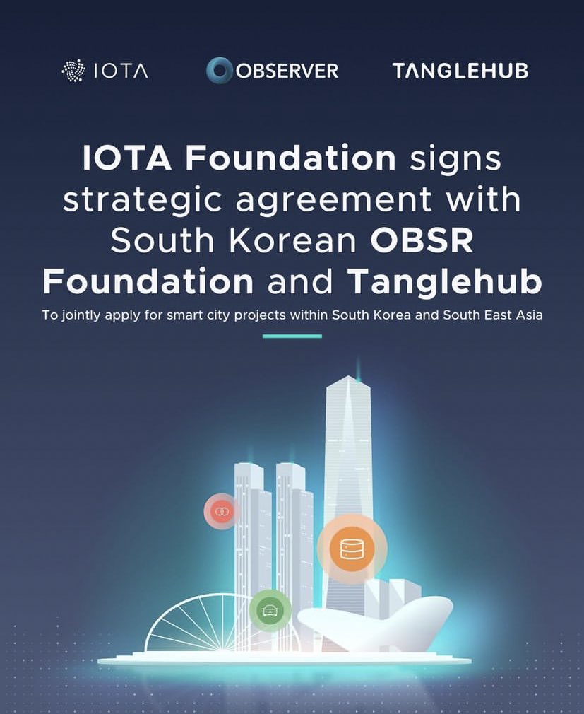 development_rt's tweet photo. RT @evs080: RT @iotapromoter: #IOTA took a strategic agreement with South Korean #OBSR Foundation and Tanglehub to jointly apply for #smartcity projects within #SouthKorea and SoutheastAsia. https://t.co/oIUe2ZzX0n