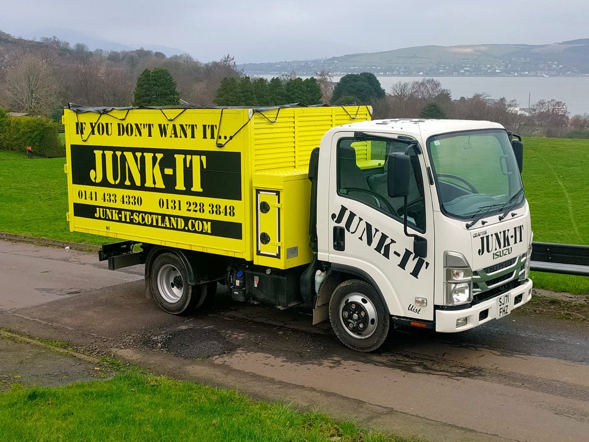 JunkItScotland's tweet photo. Our bright yellow trucks and cheery #junkheroes are out and about come rain or shine!
Book your visit today and get your space back!
https://t.co/xlESu9v1wg
#junkitscotland #getyourspaceback #declutter #outandabout https://t.co/9GZPuDrJXJ