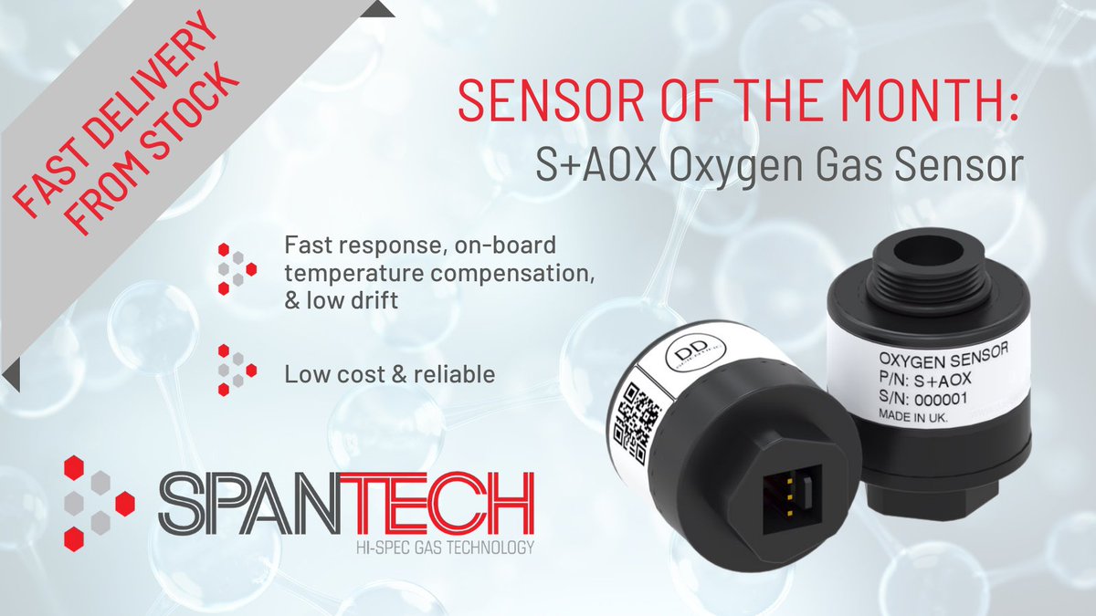 SpantechProduc1's tweet photo. Sensor of the Month - S+AOX Oxygen Sensor
•Minimum order quantities reduced
•Direct factory supply and fast shipping
 Find out more and order today ➡️ https://t.co/fD1Zriapuq 
#gasdetection #gassensors #oxygensensors  #gassafety #gastech #oxygensensor https://t.co/YobnY6Kqrn
