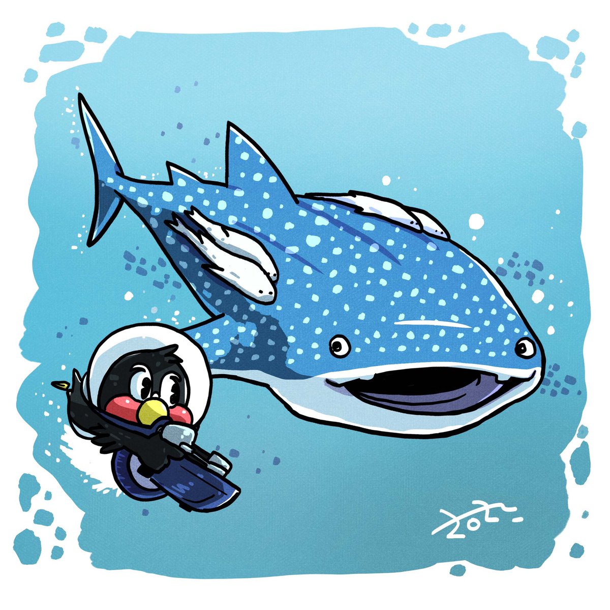 Swallows 東京ヤクルトスワローズ つば九郎 ジンベエザメ Hico ひこ のイラスト