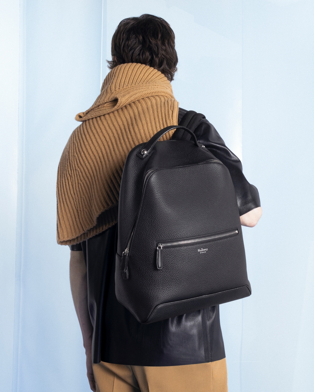 MULBERRY ブラック ヘビーグレイン シティ ボストンバッグ MULBERRY ブラック ヘビーグレイン シティ ボストンバッグ