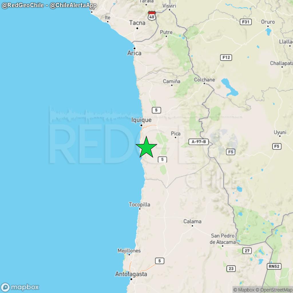 RedGeoChile's tweet photo. REVISADO ⚠️ | Sismo de magnitud 3.1 (Ml) ocurrió a las 07:27:18 horas de hoy, 27/01/2022, a 48 km al sur de Alto Hospicio y a una profundidad de 77.3 kilómetros (Fuente: #CSN).

¿Percibiste el sismo? ¡Repórtalo aquí!: https://t.co/MMfbdtX2AZ. https://t.co/4znOygJuV8
