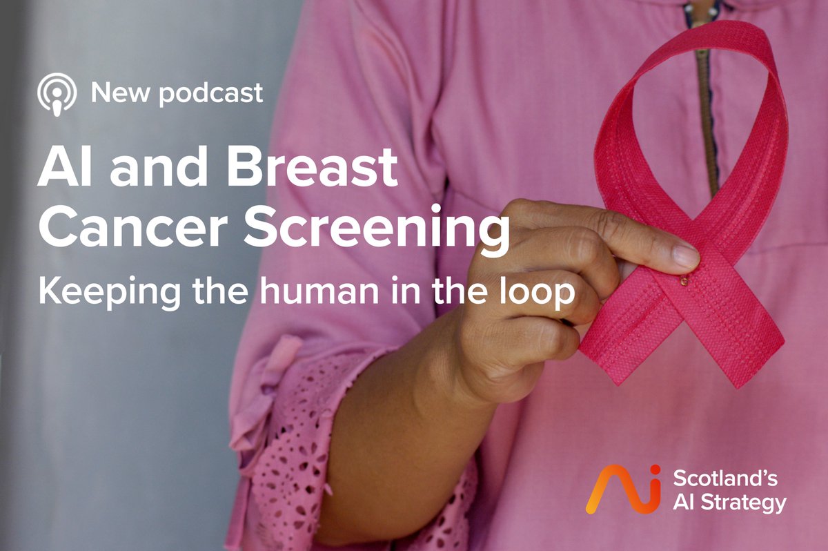 Scottish AI Alliance (@scottish_ai) on Twitter photo 🎙️NEW PODCAST: AI & Breast Cancer Screening: keeping the human in the loop
We spoke to Dr. Gerald Lip of <a href="/NHSGrampian/">NHS Grampian</a> and Liz and Rosie from the Patient Partner Programme (<a href="/aberdeenuni/">University of Aberdeen</a>) to learn about using #AI in #BreastCancer screening.
🎧Listen
scotlandaistrategy.com/news/ai-and-br… 🎙️NEW PODCAST: AI & Breast Cancer Screening: keeping the human in the loop
We spoke to Dr. Gerald Lip of <a href="/NHSGrampian/">NHS Grampian</a> and Liz and Rosie from the Patient Partner Programme (<a href="/aberdeenuni/">University of Aberdeen</a>) to learn about using #AI in #BreastCancer screening.
🎧Listen
scotlandaistrategy.com/news/ai-and-br…