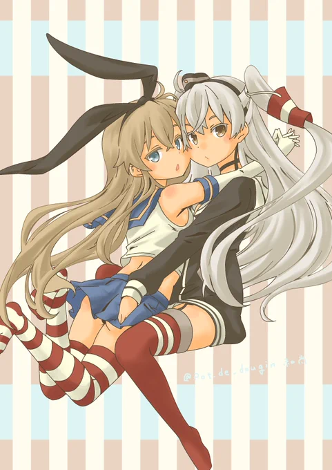 #女の子二人のイラストを貼る見た人もやる 