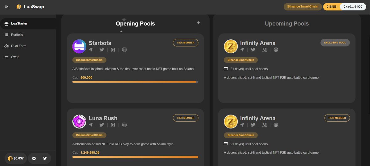 Hey friends, we've got a surprise for y'all 👀
Come check it out here 👉app.luaswap.org/ido/#/ido

You know what this means, right?😉🚀

P/s: Excited for the 1st Exclusive pool ever on #LuaStarter!
Stake at least 400,000 $LUA to join the IDO as a Galaxy PLUS member &amp; get ready!