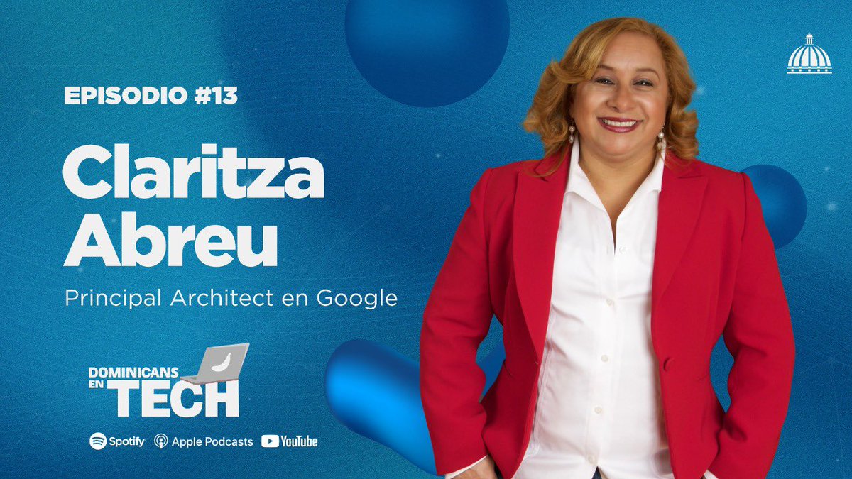 BourniTweet's tweet photo. ¡Orgullo #PuertoPlata! Conoce la historia de Claritza Abreu (@CNAbreu), Arquitecta de Tecnologías de Nubes en @Google. Descubrirás una historia inspiradora de una líder de la diáspora #dominicana 🇩🇴 y del sector de #tecnología.

Escucha este episodio en Spotify, Apple y Youtube. https://t.co/9mnX0ynCsi