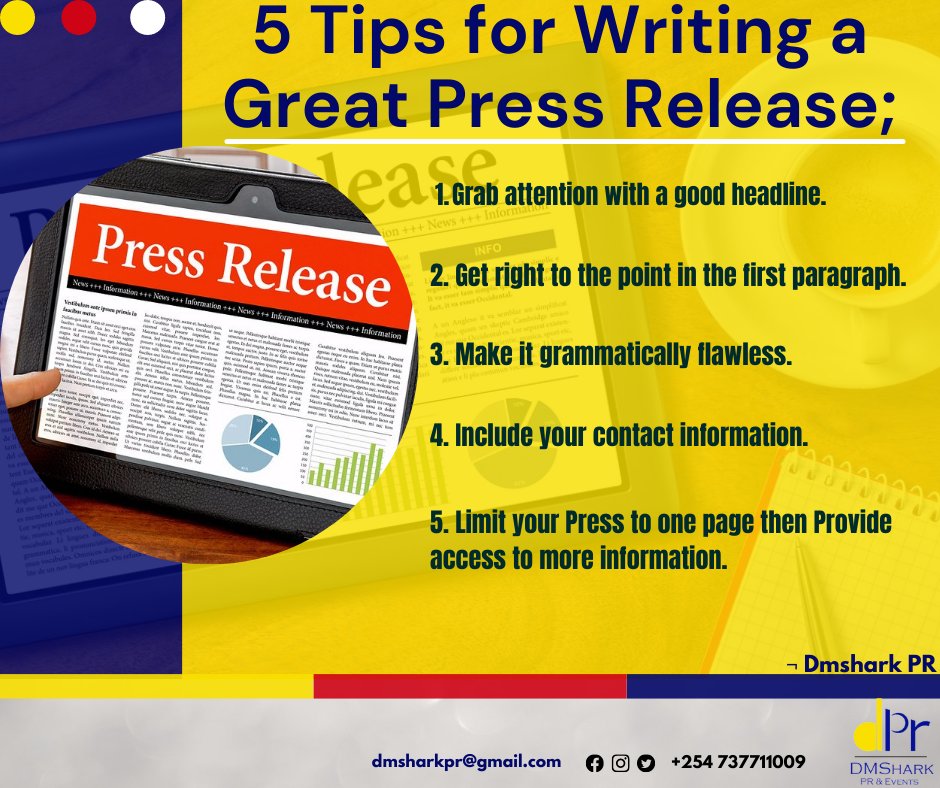 DmsharkPr's tweet photo. 𝑻𝑰𝑴𝑬 𝑻𝑶 𝑾𝑹𝑰𝑻𝑬 𝑨 𝑮𝑹𝑬𝑨𝑻 𝑷𝑹𝑬𝑺𝑺 𝑹𝑬𝑳𝑬𝑨𝑺𝑬!!📰📰
Press releases are an essential element of any Public Relations #Strategy.
Get In Touch and let's write a great press release that will make your brand stand out!
#prstrategy #publicrelations #pressrelease https://t.co/yDjbHSmz7n