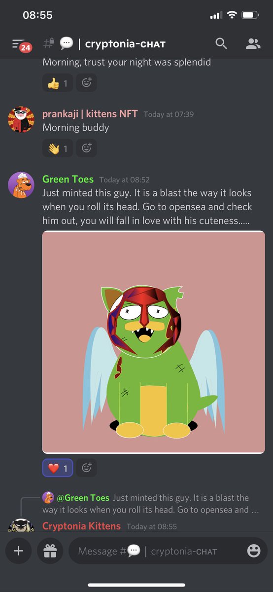 CryptoniaKitten's tweet photo. I love it when people loves their minted NFT 🔥🚀🚀 big thanks to the Cryptonia Kittens team.
#NFT #NFTCommmunity #nftcollector https://t.co/E2wNFP2fv8