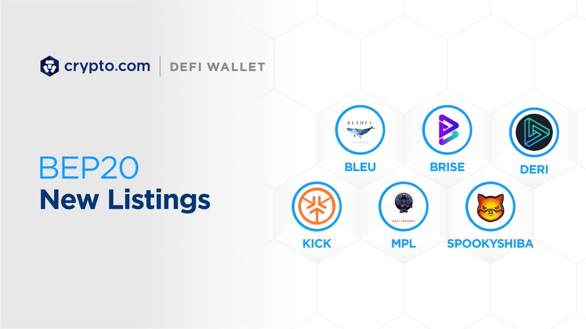 New BEP20 tokens added to the https://t.co/vCNztABJoG DeFi Wallet ✓BleuFi  (#BLEU) ✓Bitgert (#BRISE) ✓Deri Protocol (#DERI) ✓KickToken (#KICK)  ✓MetaPlanet (#MPL) ✓SpookyShiba (#SPOOKYSHIBA)