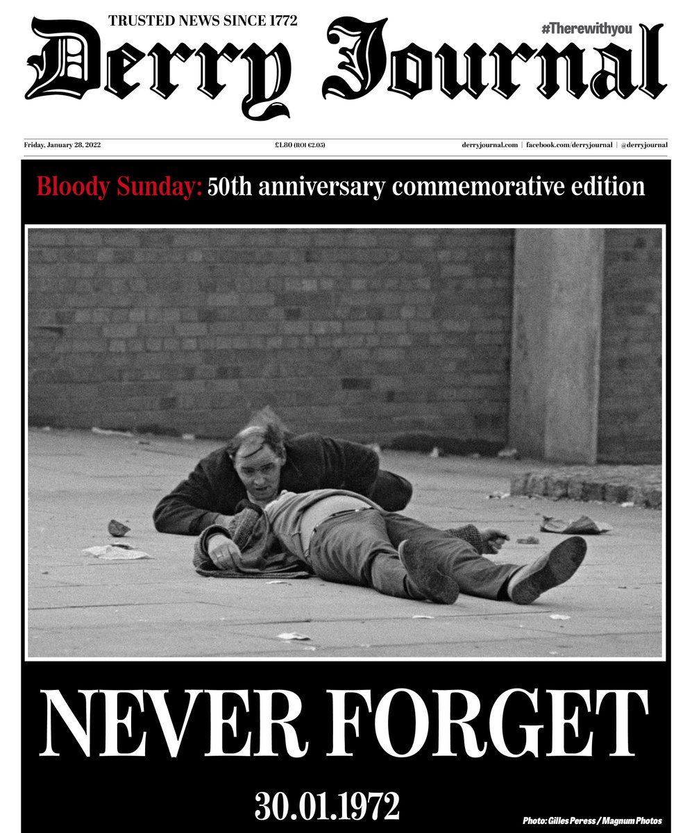 Tomorrow the Derry Journal will publish a special commemorative edition to mark the 50th anniversary of Bloody Sunday. Available in shops across Ireland or to order by post across the world now via: 
eventbrite.co.uk/e/derry-journa…