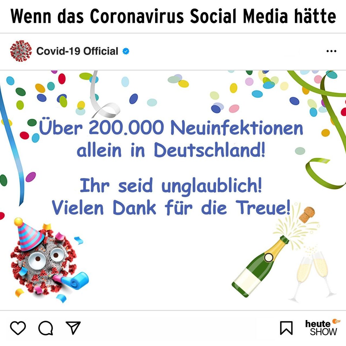heuteshow's tweet photo. Jubiläum! Zwei Jahre #Corona in Deutschland. https://t.co/VoTeNu3p7p