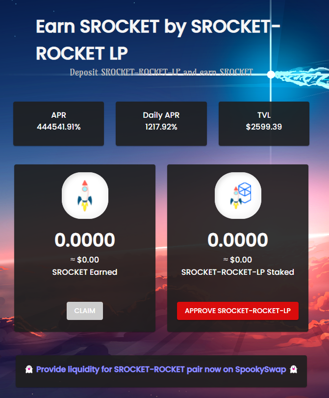 🚀The NEW SROCKET-ROCKET LP Has been DEPLOYED !! The pool starts at 13:00 UTC!
STAKING WORKS, YIELD DOES NOT YET !!!!!!

rocketfi.xyz/Launchpad/Sroc…

$Rocket $FTM #Rocket #FTM #Fantom #DEFI  #Tombfork #Blockchain <a href="/2ombFinance/">2ombfinance</a>  <a href="/GrapeFinance/">Grape Finance</a> <a href="/Degen_Watch/">Degen Watch</a>
