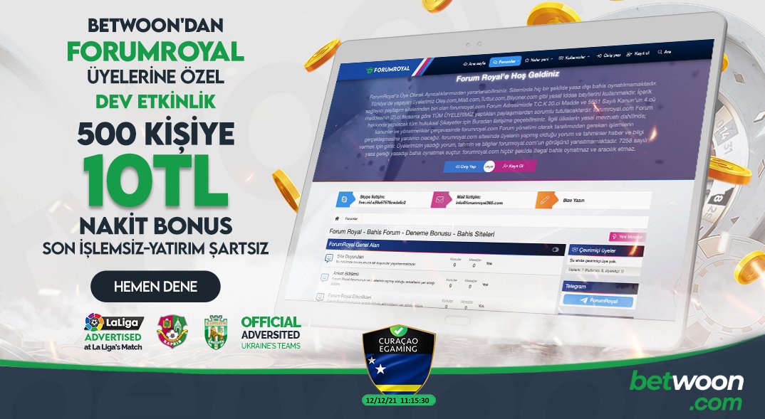 🪅 #FORUMROYAL &amp; #BETWOON  SPONSORLUĞUNDA 500 KİŞİYE NAKİT ETKİNLİĞİ! 
🏆 500 ÜYEYE 10₺ NAKİT !
🤓 FORUMROYAL'DE ETKİNLİĞE KATIL ! ✔️
bit.ly/32BBsI5
🕊 Twitter Takip Et✔️
✉️ Kullanıcı adını Forum konusuna ekle! 
bit.ly/ForumRoyal
 🔄RT+FAV Yap✔️
💁‍♂️5 Ark Etiket✔️