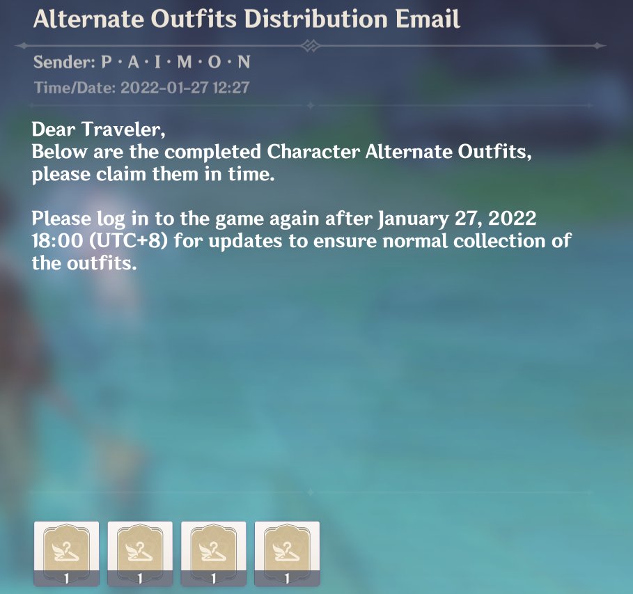 WorldOfTeyvat's tweet photo. New Outfits received through mail! https://t.co/gWlTihdd4j