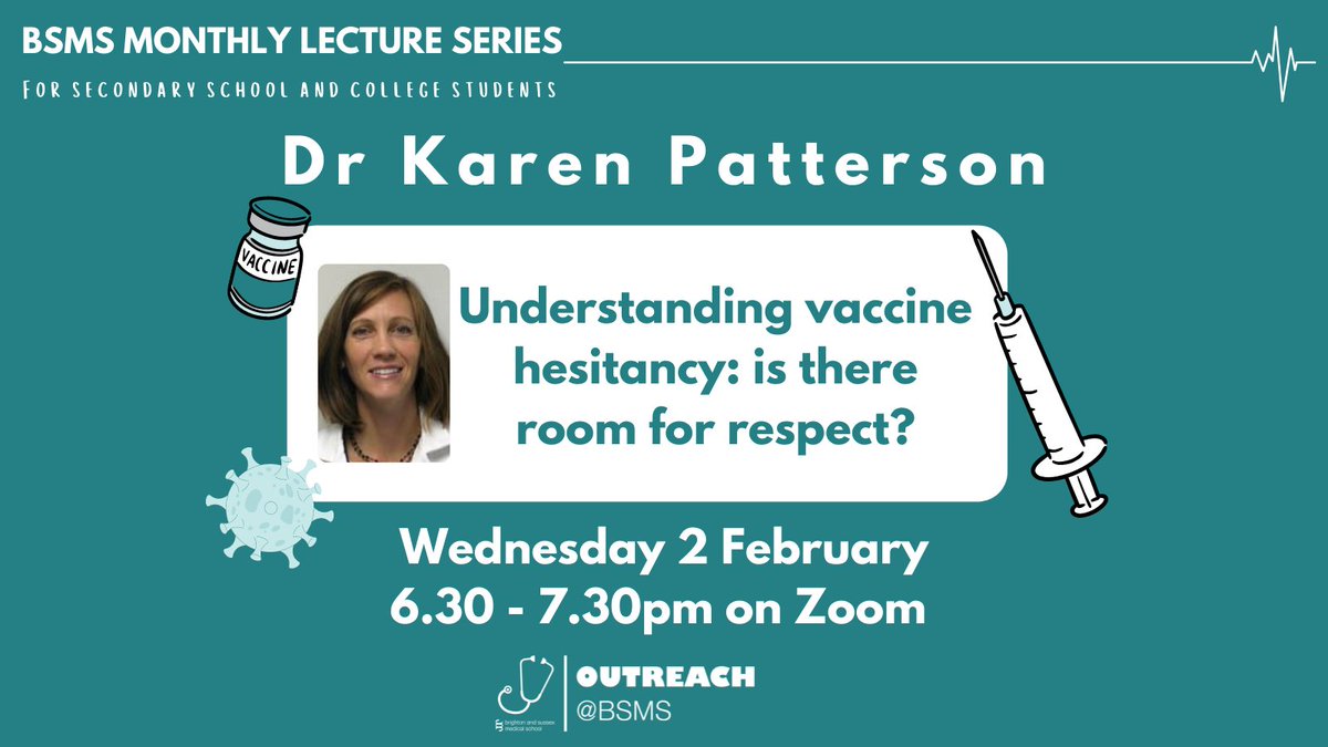 BSMSOutreach's tweet image. February's monthly lecture with Dr Karen Patterson is set to be an incredibly interesting (and topical) one! 

Join in and book your free ticket here: bit.ly/32Aj0PV