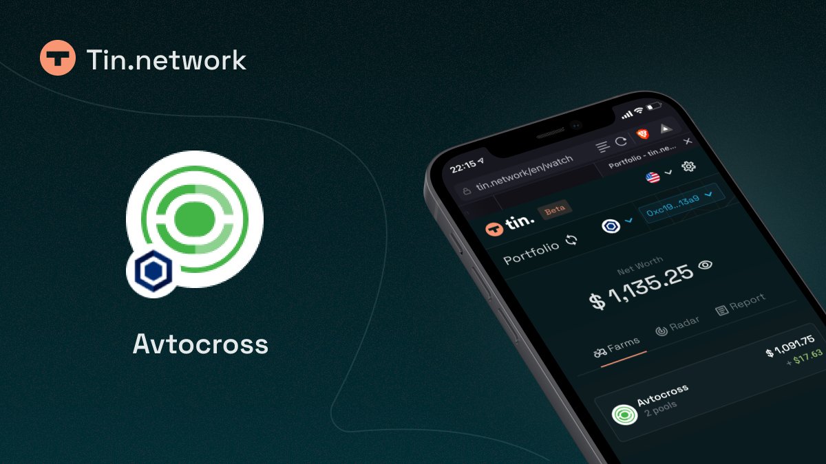 We now support @avtoCROSS on @cronos_infor 🥳🎉

Track your yield and rewards from avtoCROSS with tin.network

#Cronos 
$CRO $FORT #CRO #FFTB #crofam #Cronos @TheCronicleNews @cronos_infor @CROStreetBets @CronosApes