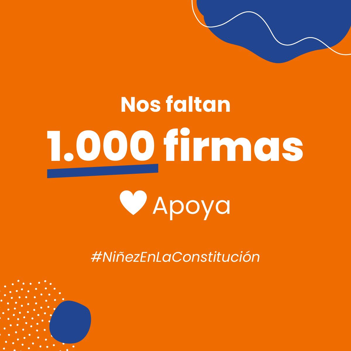 👋 Hola 👋 Hola
📣 Nos queda el último tramo, si reunimos hoy 1mil ✍ firmas de apoyo, la iniciativa popular de norma N° 11.402 ingresará a la <a href="/convencioncl/">Chile Convención</a> 
Es urgente asegurar a la #NinezEnLaConstitucion 
🏃‍♂️🏃🏽‍♀️ Anda y 🗳 en este link directo 
plataforma.chileconvencion.cl/m/iniciativa_p…