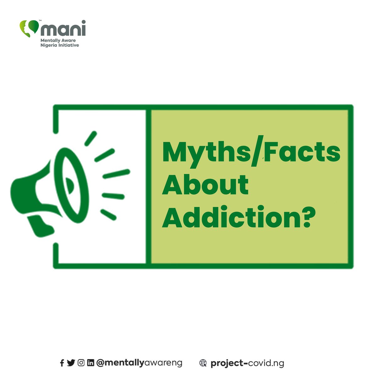 MentallyAwareNG's tweet photo. There are a lot of misconceptions about addiction and substance abuse. These are some common ones.
What other myths do you know?
#AddictionVsMentalHealth #AddictionIsAMentalIllness #SurvivingAddiction #RealityOfAddiction https://t.co/2VfU4eNW6s