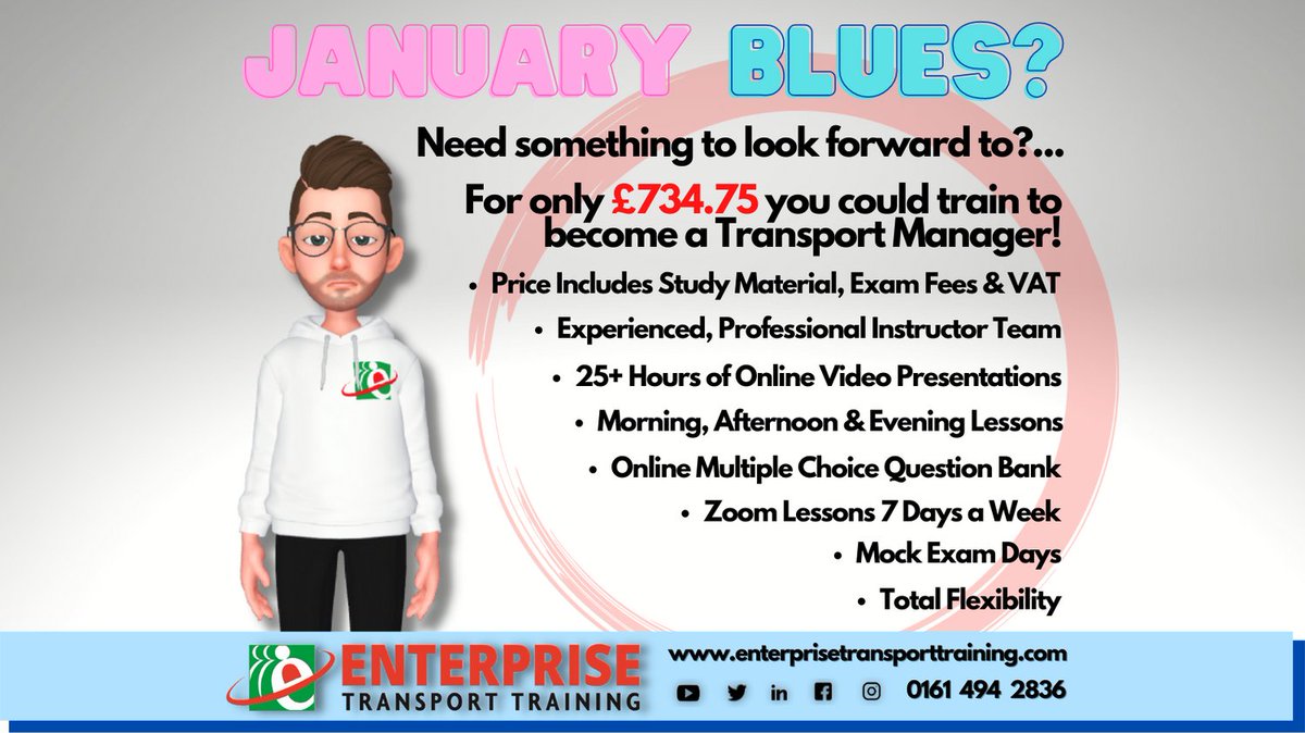 EnterpriseTT_'s tweet photo. Need a new direction this year?
Becoming a Transport Manager has never been more affordable and accessible than with Enterprise! #transportmanager #newcareer #hgv #lgv #pcv #psv #training #cpc #operatorcpc #transportmanagercpc https://t.co/eUBxhq5hA2