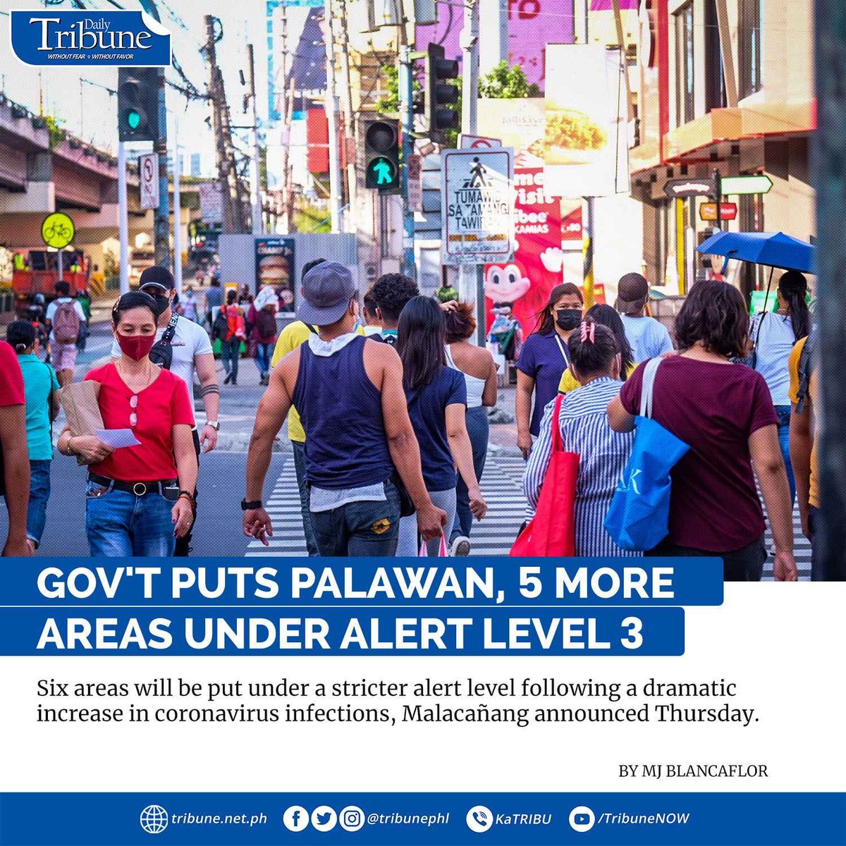 tribunephl's tweet image. Six areas will be put under a stricter alert level following a dramatic increase in coronavirus infections, Malacañang announced Thursday.

READ MORE:

tribune.net.ph/index.php/2022…

#DailyTribune
#AlertLevel3