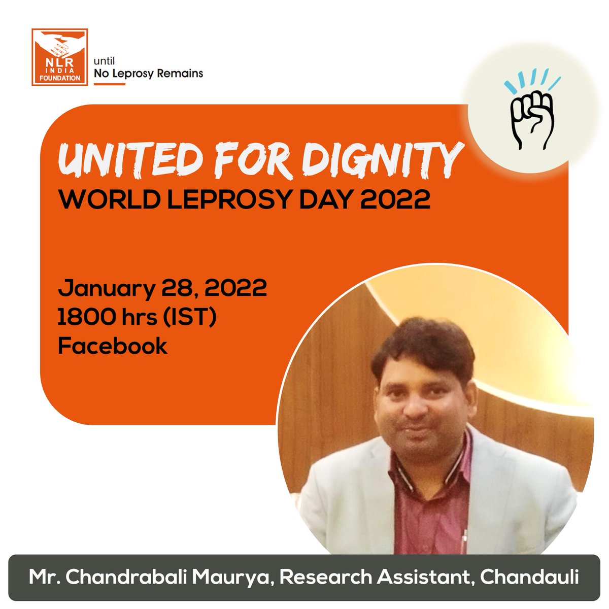NLRIF_'s tweet photo. Stay Tuned for our Research Assistant from Chandauli
Mr. Chandrabali Maurya, who is joining the #unitedfordignity campaign at 06 PM Today!
#Unitedfordignity #Leprosy #nlrif https://t.co/fF8rYMKyyG