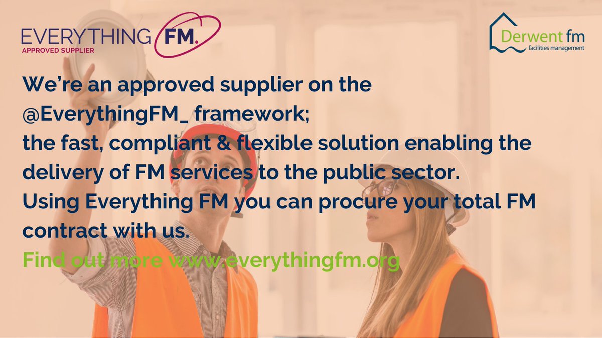 Derwent_FM's tweet photo. We’re an approved supplier on the @EverythingFM_ framework; the fast, compliant &amp; flexible solution enabling the delivery of FM services to the public sector. Using Everything FM you can procure your total FM contract with us. Find out more https://t.co/NvzbJzPF69 https://t.co/ScG1y7e8o7