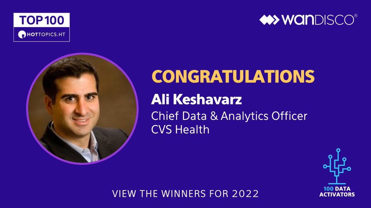 HotTopicsHT's tweet photo. Ali Keshavarz is the Chief Data & Analytics Officer at @CVSHealth, a leading health solutions company.
๐View the Top 100 #DataActivators: https://t.co/oy5NQ0wDCh
Partnered with @WANdisco. https://t.co/1eQbpgugUr