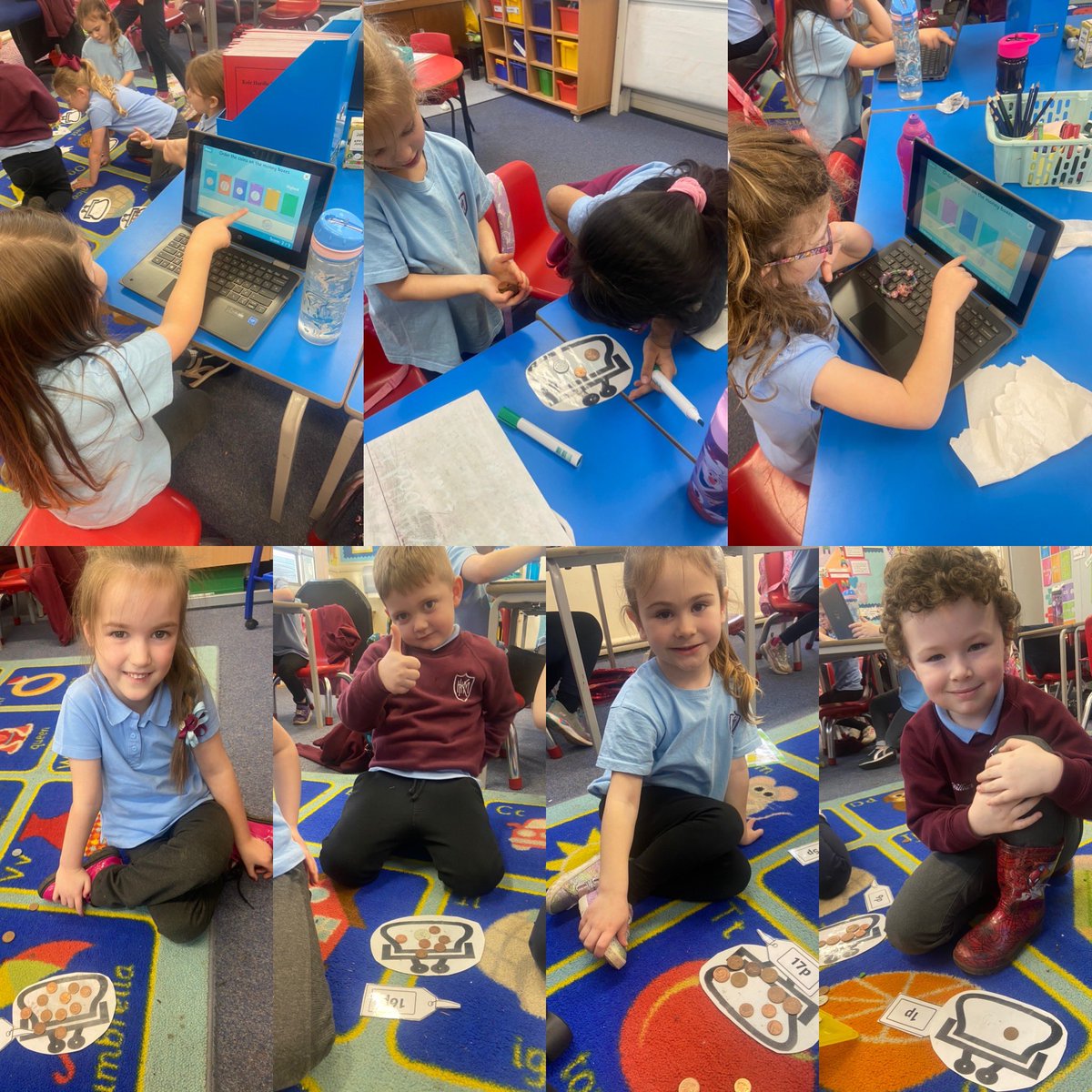 KeirHardieMem's tweet image. P1/2 were exploring money through purposeful play this afternoon. P1 were using 1p and 2p to show amounts using real coins and P2 were adding coins together, sorting coins on the computer and displaying amounts shown on price tags!💰 #Money #LearningThroughPlay #RealLifeContexts