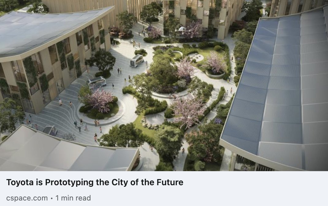 C Space (@cspaceglobal) on Twitter photo #WovenCity is pioneering a profound evolution in how societies of the future live, work, play, and move. Learn how <a href="/ToyotaMotorCorp/">Toyota Motor Corp.</a> is prototyping the city of the future: bit.ly/32AyFyG
#ArenaThinking #automotive #transportation #innovation #WovenCity is pioneering a profound evolution in how societies of the future live, work, play, and move. Learn how <a href="/ToyotaMotorCorp/">Toyota Motor Corp.</a> is prototyping the city of the future: bit.ly/32AyFyG
#ArenaThinking #automotive #transportation #innovation