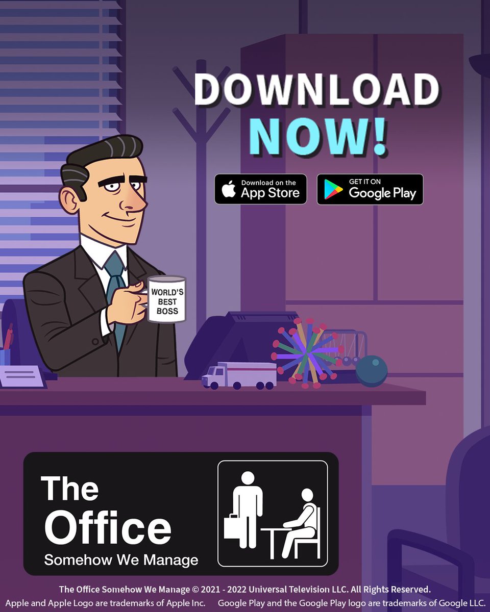 TheOfficeSWM's tweet image. Get ready to run the world’s best mid-size regional paper company branch in The Office: Somehow We Manage, now available worldwide!
Relive memorable moments, and save your branch from downsizing in this free to play idle game available on iOS and Android! 
bit.ly/TheOfficeSWMDo…